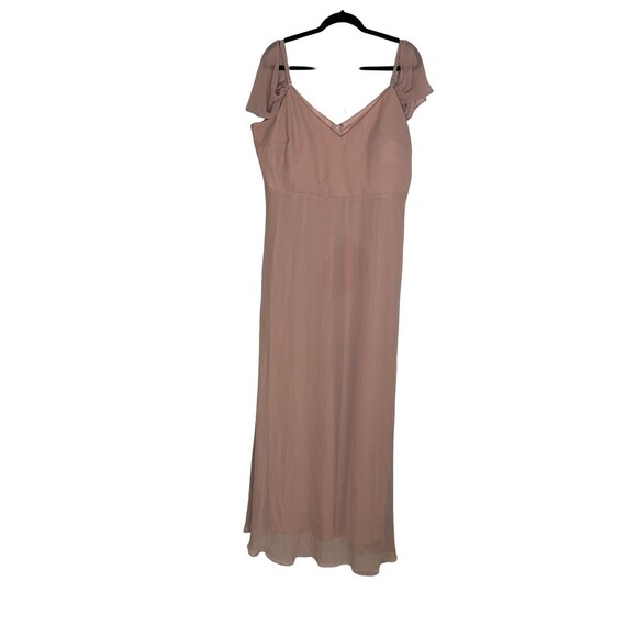 Birdy Grey Size Curve 2X Dusty Rose Devin Chiffon Slit Bridesmaid Dress NWT - Picture 1 of 13